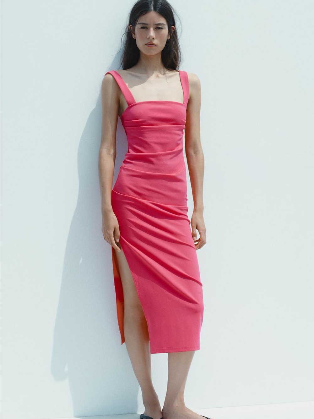 Zara Raspberry Square-Neck Midi Dress - Picture 6 of 7